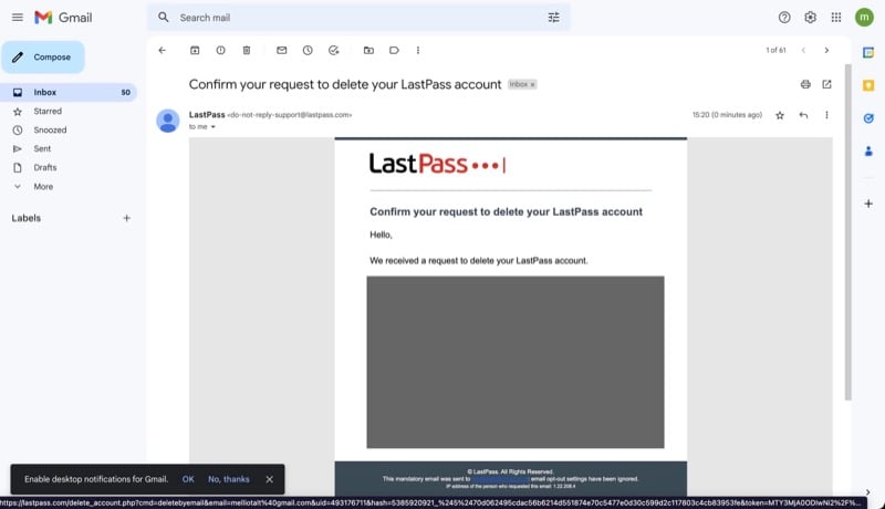 link to delete lastpass account without master password