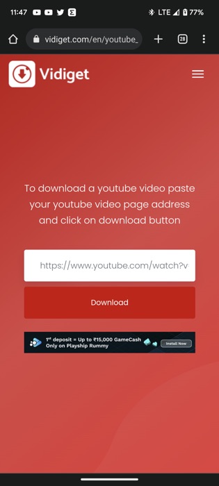 vidiget download youtube videos android