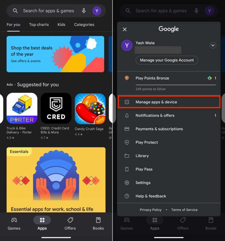 play store manage apps and device settings 