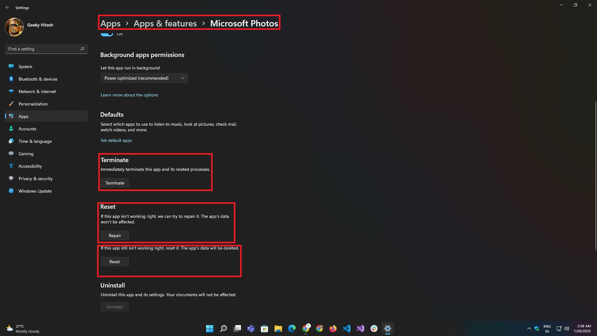 app settings ui with multiple options