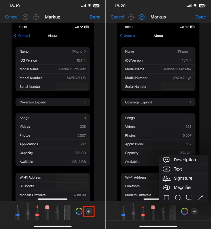 accessing markup tools in iphone photos app