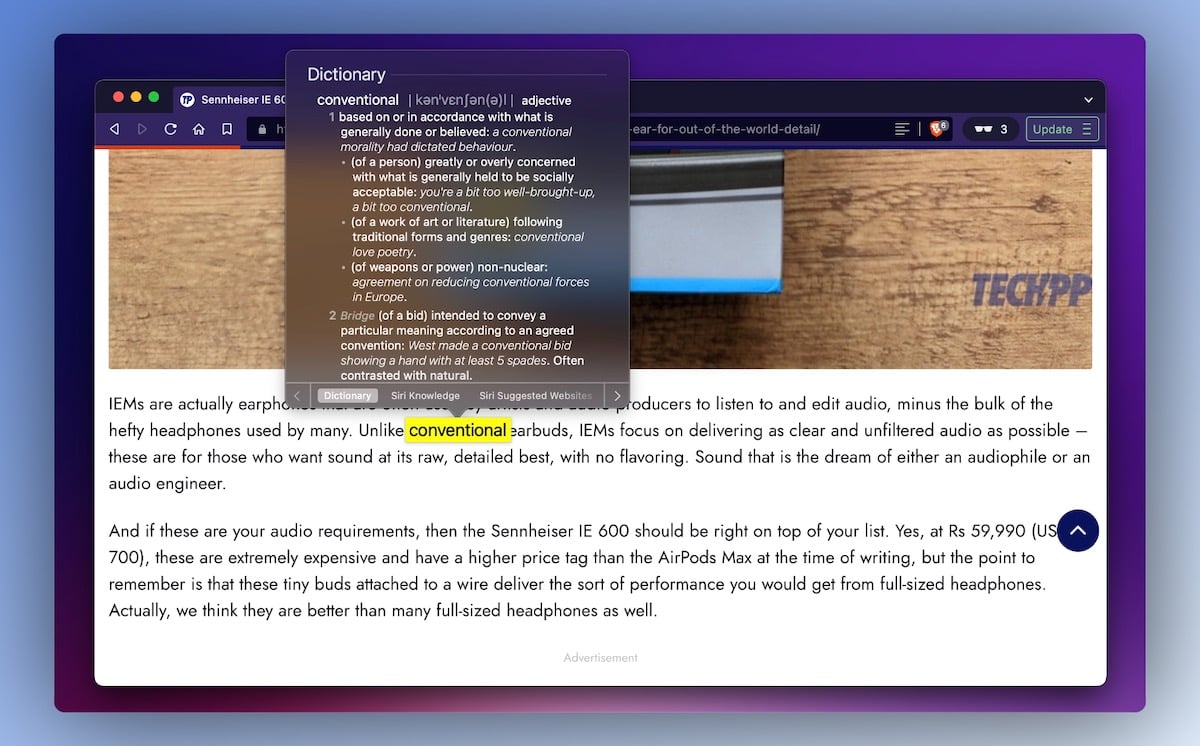 look up words on Mac using macOS' Look Up feature