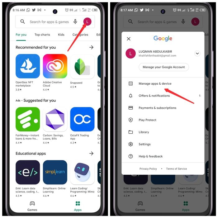 instagram keeps logging out- manage apps and device 