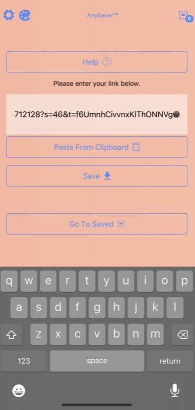 pasting video url into anysave app