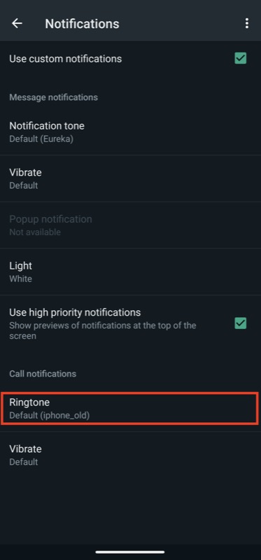 custom notifications ringtone options