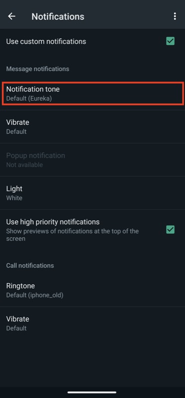 custom notifications message tone options