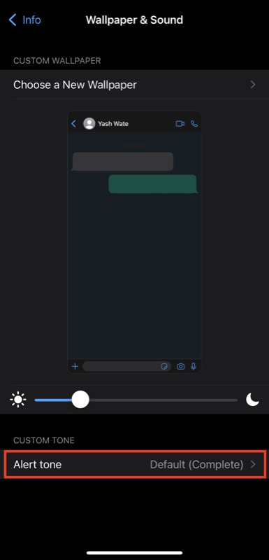 custom option for alert tone
