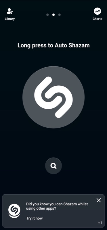 shazam quick settings tile integration pop-up