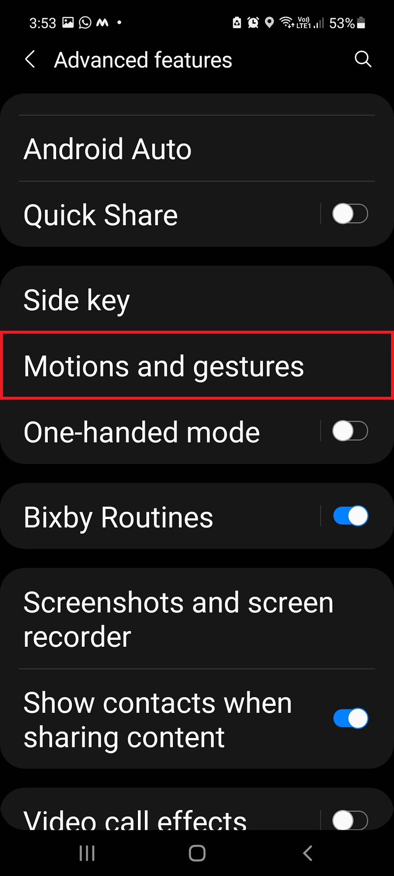 take screenshot using palm gesture 3