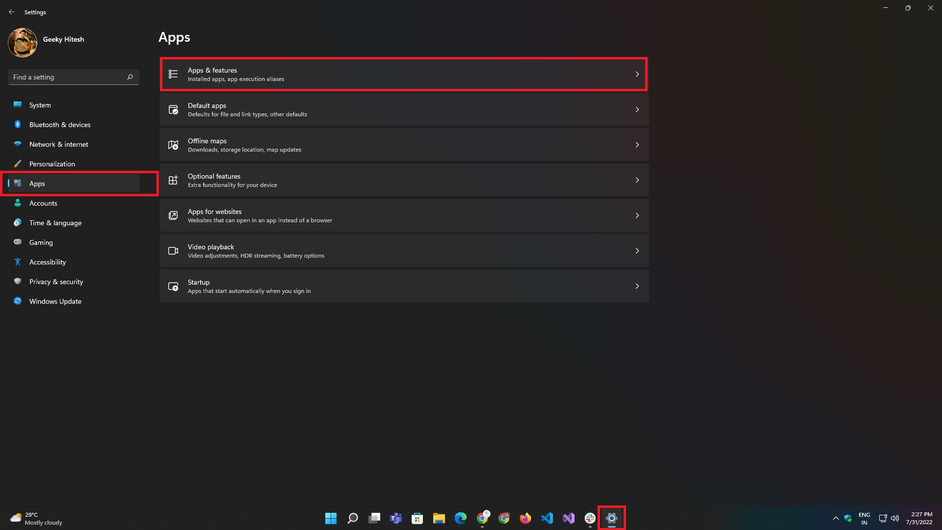app settings ui in windows 11