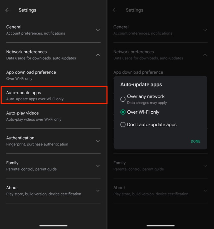 changing auto-update preferences to wi-fi only