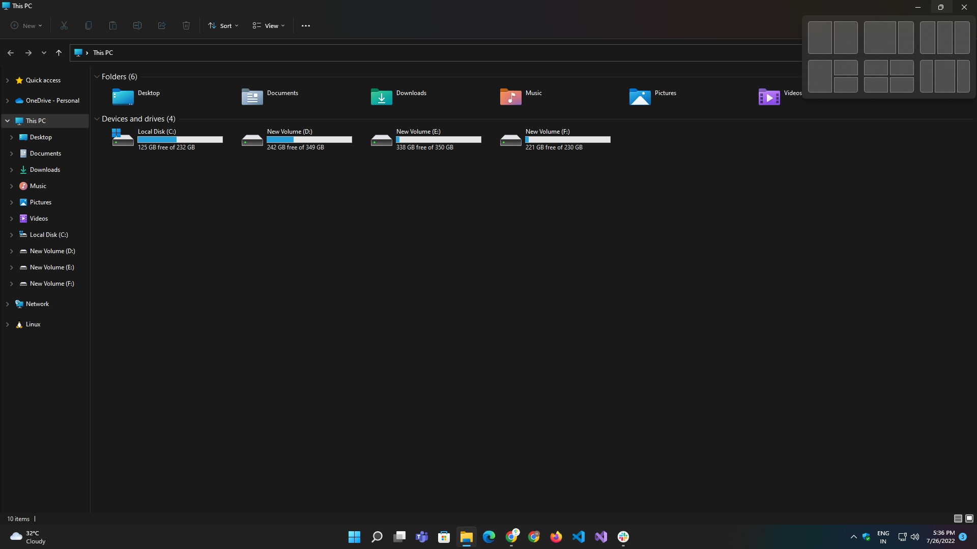 accessing snap layouts 