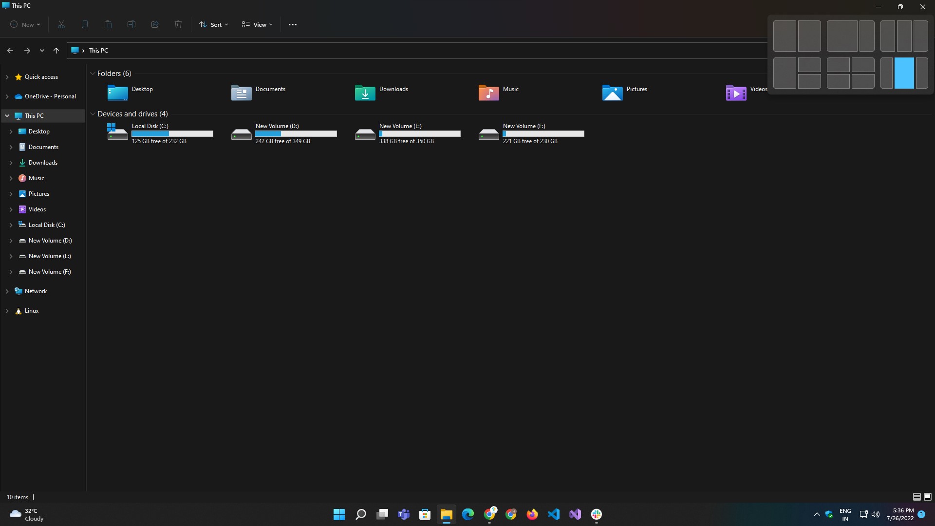 snap layouts hover bar highlighted with blue
