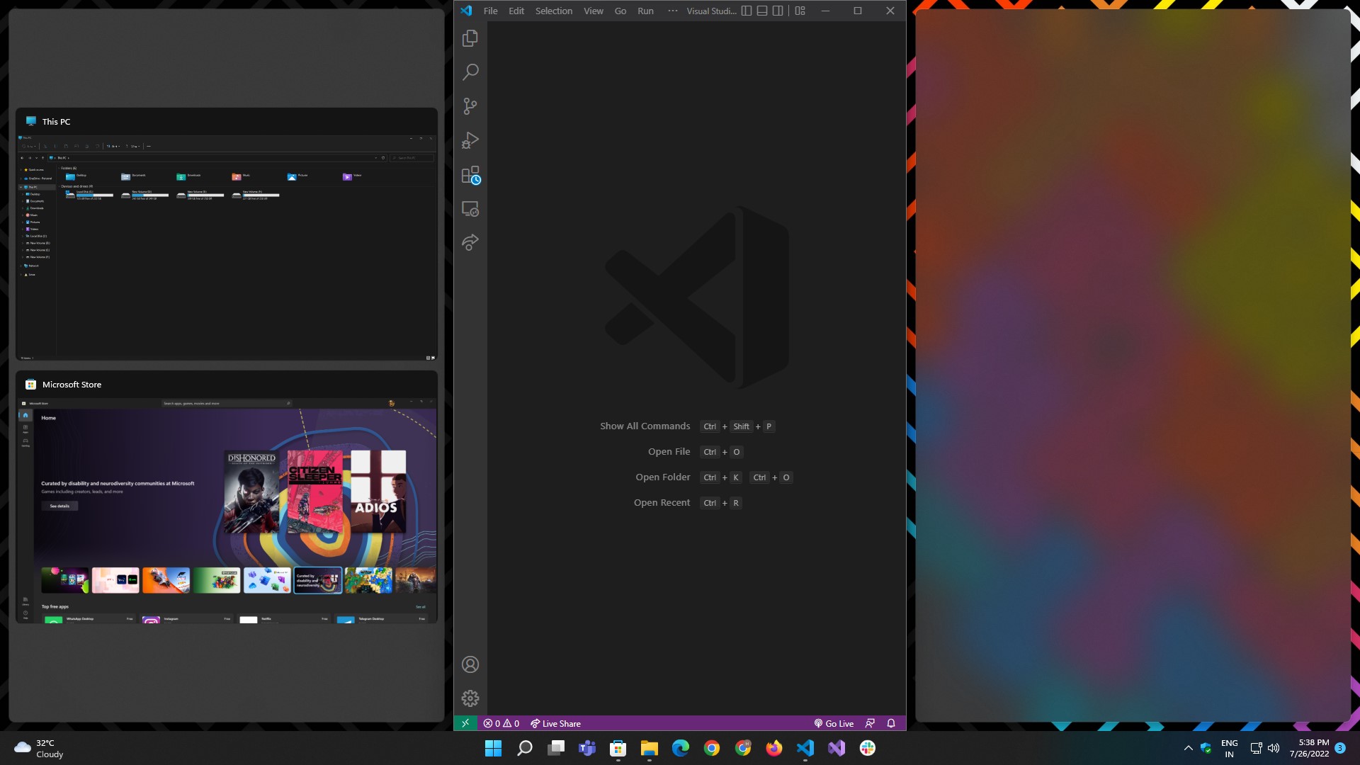 snap layouts apps selection ui